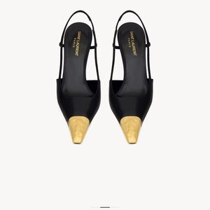 JEANNE SLINGBACK PUMPS IN SMOOTH LEATHER
BLACK AND GOLD